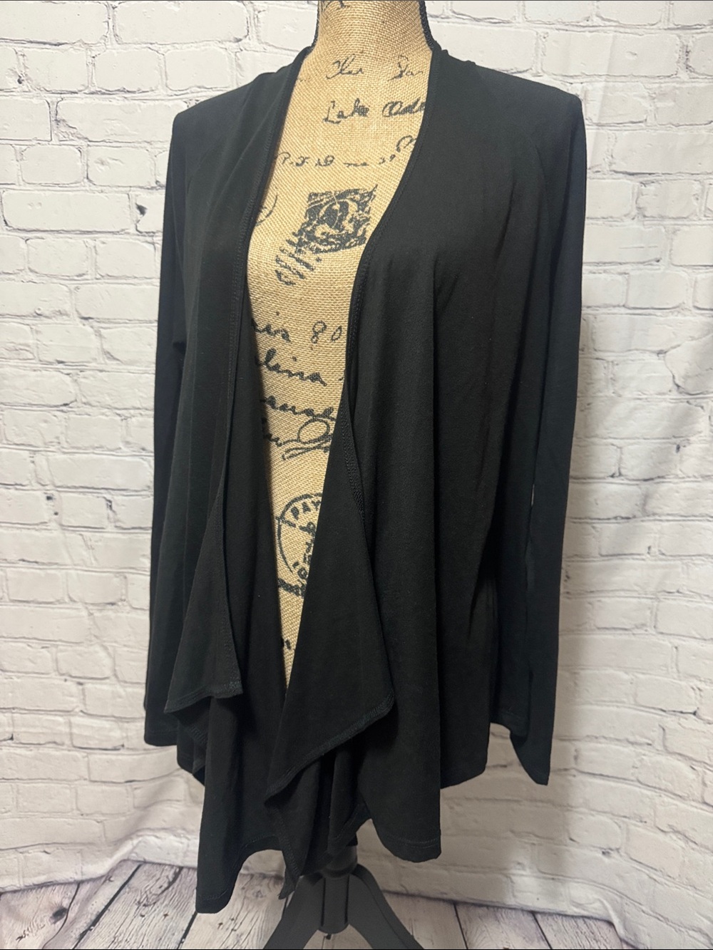 Danskin Now Semi Fitted Black Women's Drape Front Light Cardigan